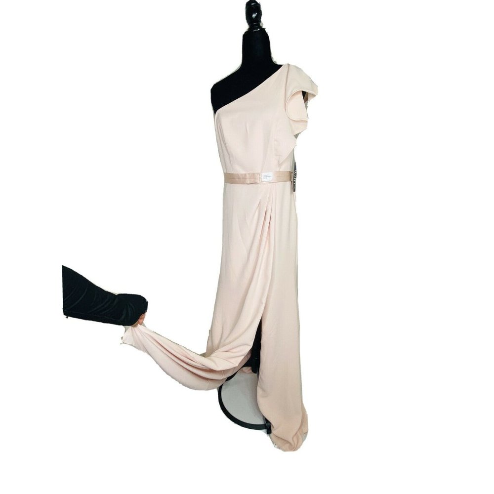 White By Vera Wang Bridesmaid Ruffled Double Cloth Dress Pink 10 New with tags - Picture 2 of 12